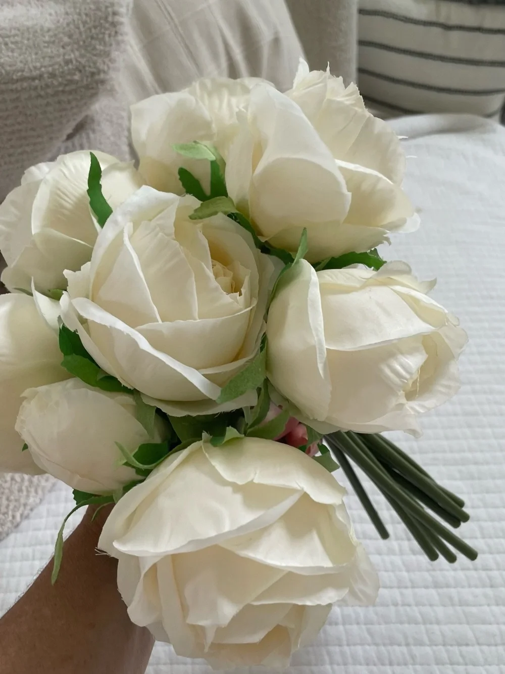 Cream Artificial Rose Bouquet - Home Accents